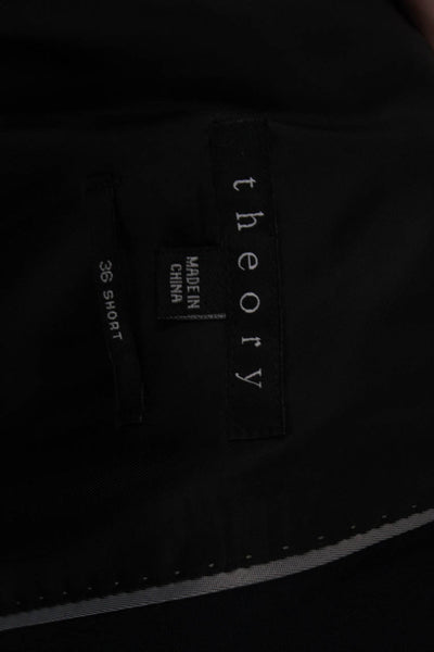 Theory Mens Dark Blue Wool Blend Blazer Collared Button Solid Size 36