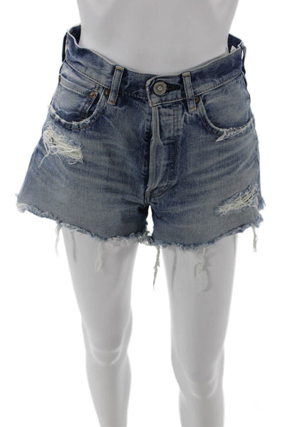 Moussy Womens 90s Blue Cotton Shorts Size 24