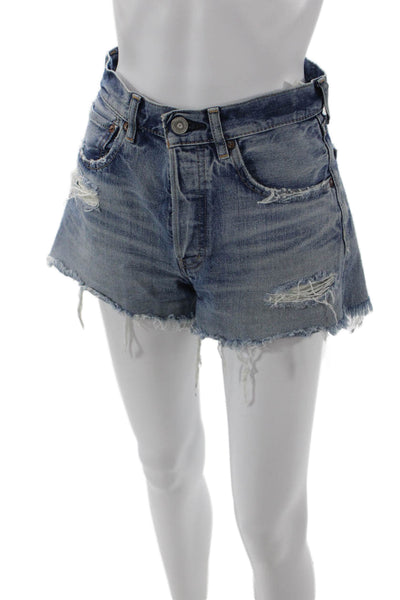 Moussy Womens 90s Blue Cotton Shorts Size 24