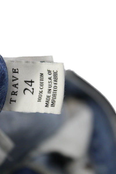 Trave Unisex Cropped Straight Jeans Blue High Rise 100% Cotton Size 24