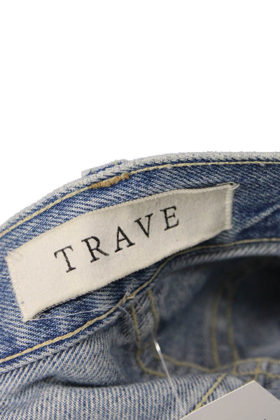 Trave Unisex Cropped Straight Jeans Blue High Rise 100% Cotton Size 24