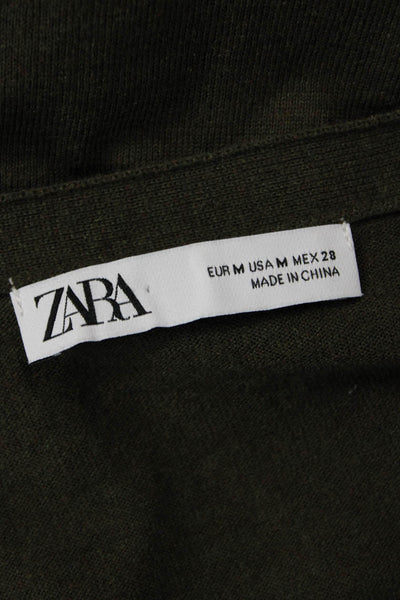 Zara Unisex Long Sleeve V-Neck Button Cardigan Army Green Size M