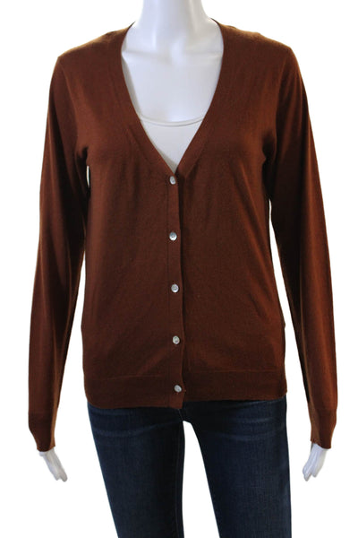 Zara Womens Cardigan Brown V-Neck Button Long Sleeve Size S