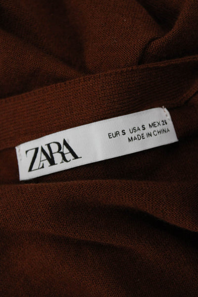 Zara Womens Cardigan Brown V-Neck Button Long Sleeve Size S