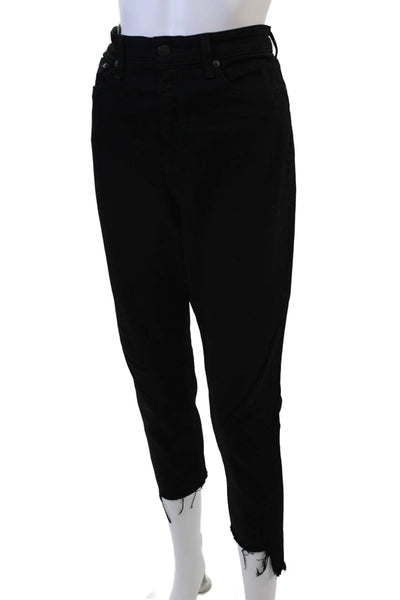 Rag & Bone Womens Black Mid-Rise Ankle Cropped Mom Jeans Size 29
