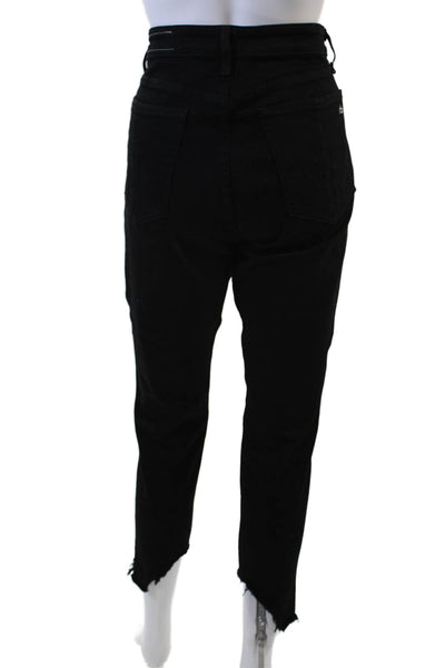 Rag & Bone Womens Black Mid-Rise Ankle Cropped Mom Jeans Size 29