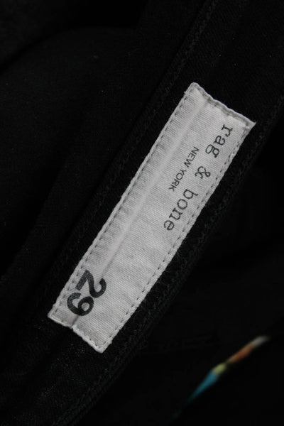 Rag & Bone Womens Black Mid-Rise Ankle Cropped Mom Jeans Size 29