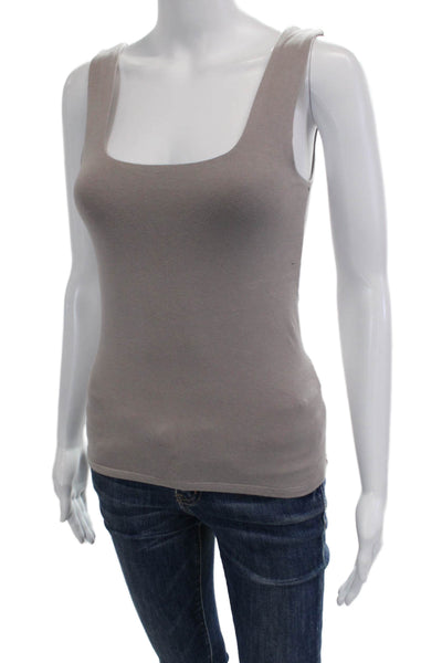 Designer Women Camisole Square Neck Sleeveless Gray Cotton Elastane Size S