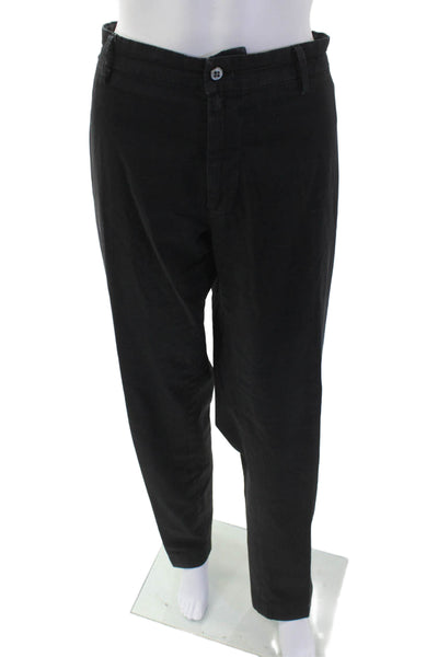 Masons Men Chino Pants Black Cotton Blend Button Closure Size 56