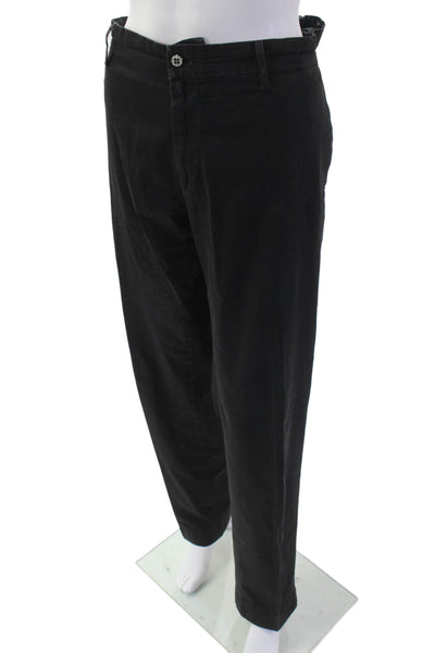Masons Men Chino Pants Black Cotton Blend Button Closure Size 56