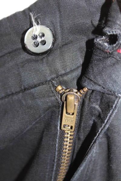 Masons Men Chino Pants Black Cotton Blend Button Closure Size 56