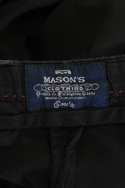 Masons Men Chino Pants Black Cotton Blend Button Closure Size 56