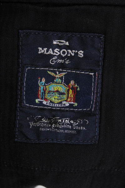 Masons Men Chino Pants Black Cotton Blend Button Closure Size 56
