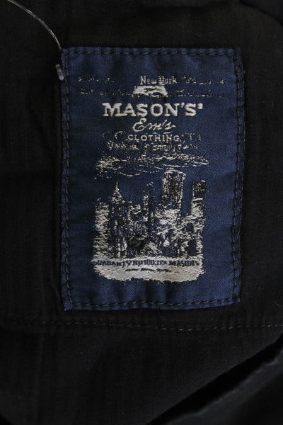 Masons Men Chino Pants Black Cotton Blend Button Closure Size 56