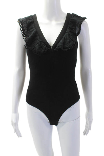 Heartloom Women V-Neck Black Bodysuit Jumpsuit Sleeveless Size XS