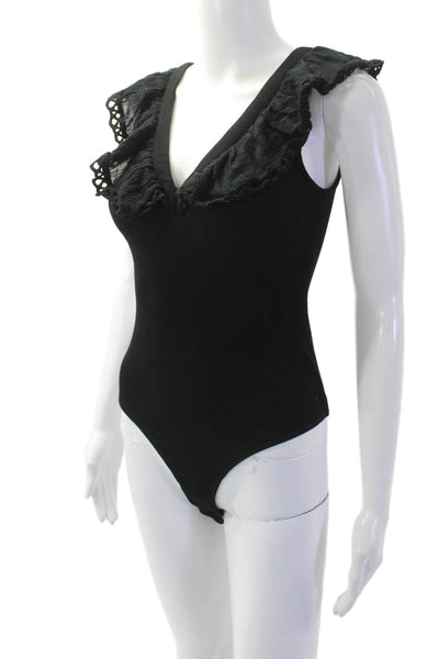 Heartloom Women V-Neck Black Bodysuit Jumpsuit Sleeveless Size XS