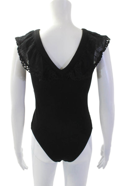 Heartloom Women V-Neck Black Bodysuit Jumpsuit Sleeveless Size XS
