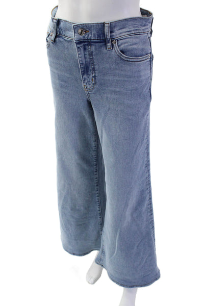 Frame Women Wide-Leg Light Blue Mid Rise Jeans Button Size 25