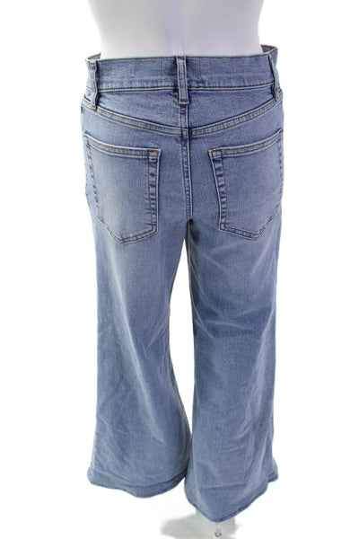 Frame Women Wide-Leg Light Blue Mid Rise Jeans Button Size 25