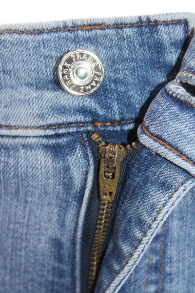 Frame Women Wide-Leg Light Blue Mid Rise Jeans Button Size 25