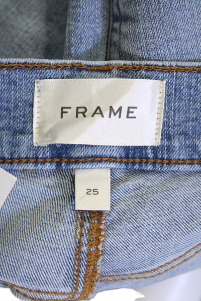 Frame Women Wide-Leg Light Blue Mid Rise Jeans Button Size 25