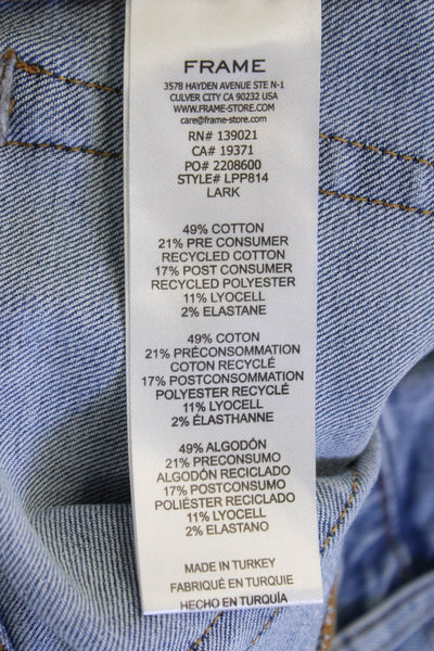 Frame Women Wide-Leg Light Blue Mid Rise Jeans Button Size 25