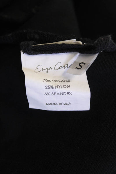 Enza Costa Women Cropped Ankle Pants Black Viscose Blend Size S