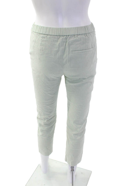 Theory Womens Cropped Ankle Light Blue Linen Blend Pants Size 00