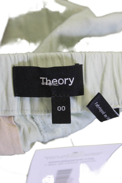 Theory Womens Cropped Ankle Light Blue Linen Blend Pants Size 00