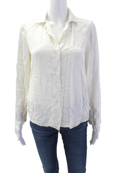 Bella Dahl Women White Collared Button-Up Blouse ECOVERO Long Sleeve Size XS