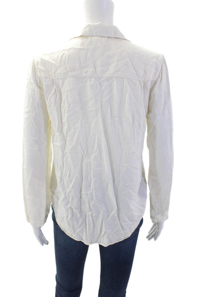 Bella Dahl Women White Collared Button-Up Blouse ECOVERO Long Sleeve Size XS