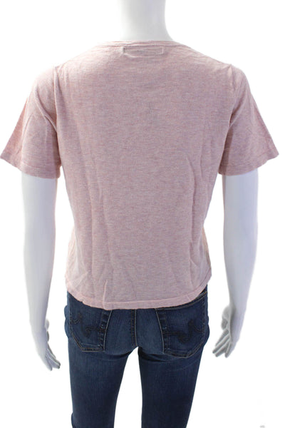 360 Sweater Women Cropped Pink Cotton Crew Neck T-Shirt Size XS