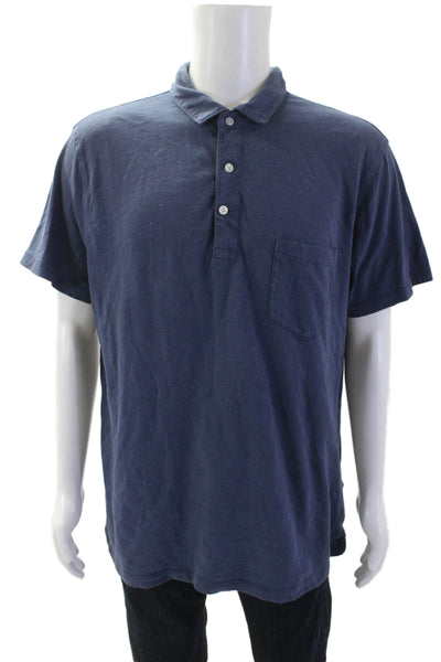 J Crew Mens Slim Fit Short Sleeves Polo Shirt Blue Cotton Size Extra Large