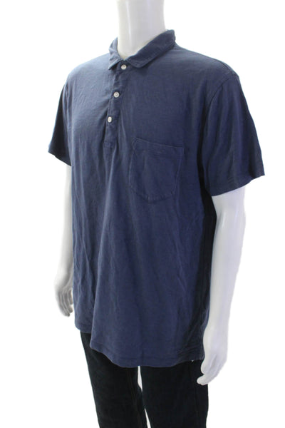 J Crew Mens Slim Fit Short Sleeves Polo Shirt Blue Cotton Size Extra Large