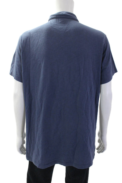 J Crew Mens Slim Fit Short Sleeves Polo Shirt Blue Cotton Size Extra Large