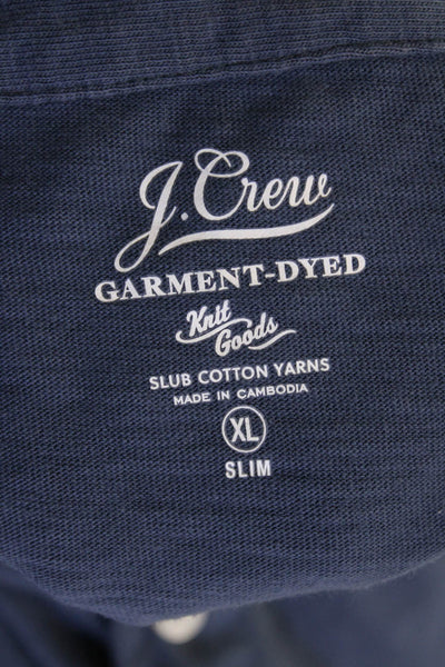 J Crew Mens Slim Fit Short Sleeves Polo Shirt Blue Cotton Size Extra Large