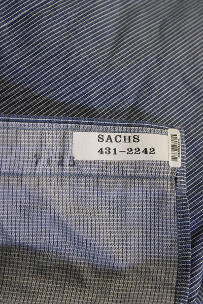 Michael Kors Mens Point Collar Blue Striped Dress Shirt Long Sleeve Size 16