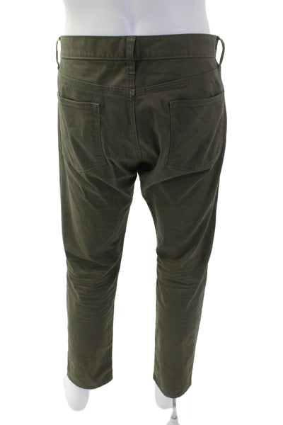 J Crew Mens Chino Pants Green Button 27 Inseam 97%Cotton Size 34