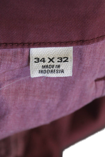 Flint and Tinder Mens Chino Pants Red Button Closure Size 34