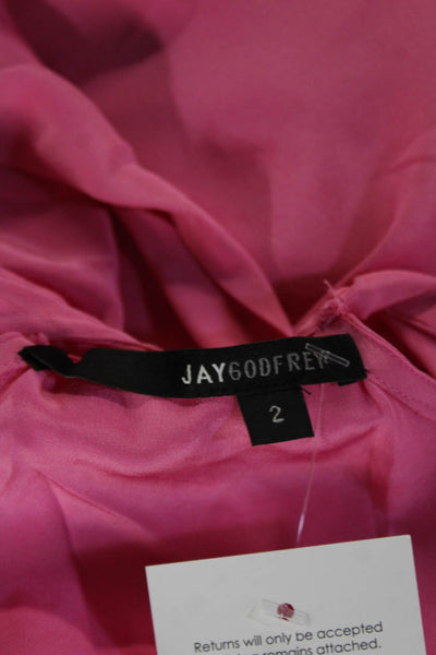 Jay Godfrey Women Pink Silk V-Neck Camisole Size 2