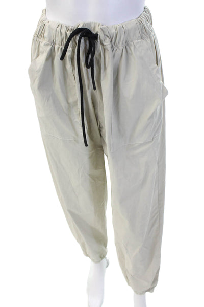 Electric & Rose Unisex Windbreaker Jogger Pants Beige Nylon Drawstring Size L