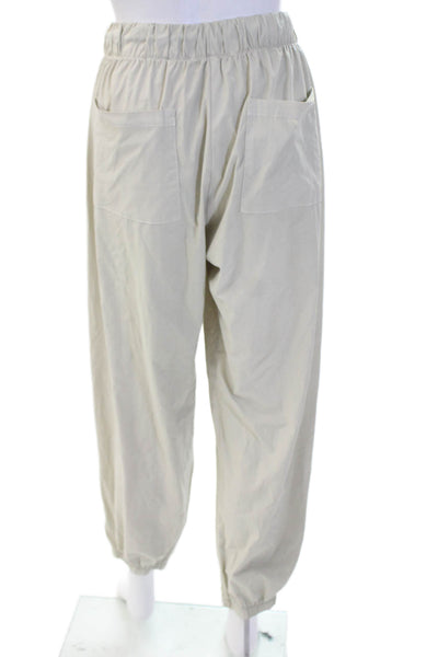 Electric & Rose Unisex Windbreaker Jogger Pants Beige Nylon Drawstring Size L