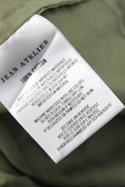 Jean Atelier Women Green Cotton 3/4 Sleeve Drawstring Blouse Army Size XS