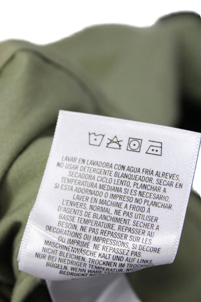 Jean Atelier Women Green Cotton 3/4 Sleeve Drawstring Blouse Army Size XS