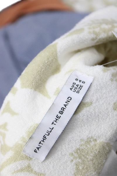 Faithfull The Brand Women Beige Floral Collared Button-Up Short Sleeve Size 4
