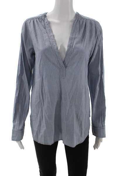 Nili Lotan, Women Tunic V-Neck Striped Long-Sleeve Blue Size S