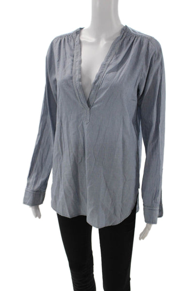 Nili Lotan, Women Tunic V-Neck Striped Long-Sleeve Blue Size S