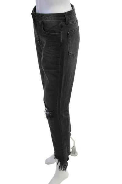 L'Agence Women Skinny Cropped Jeans Black Button Mid Rise Size 28