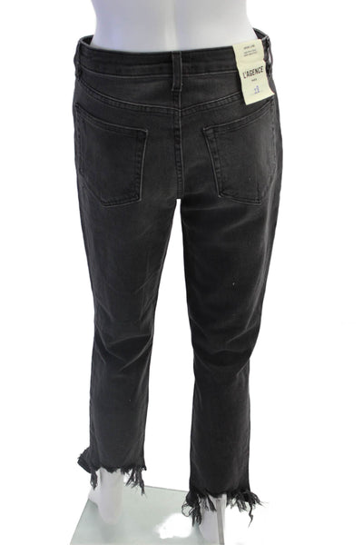 L'Agence Women Skinny Cropped Jeans Black Button Mid Rise Size 28