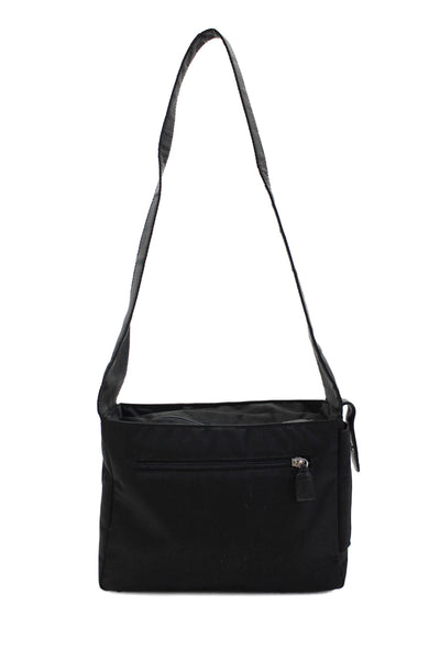 Prada Womens Tessuto Zippered Shoulder Handbag Black